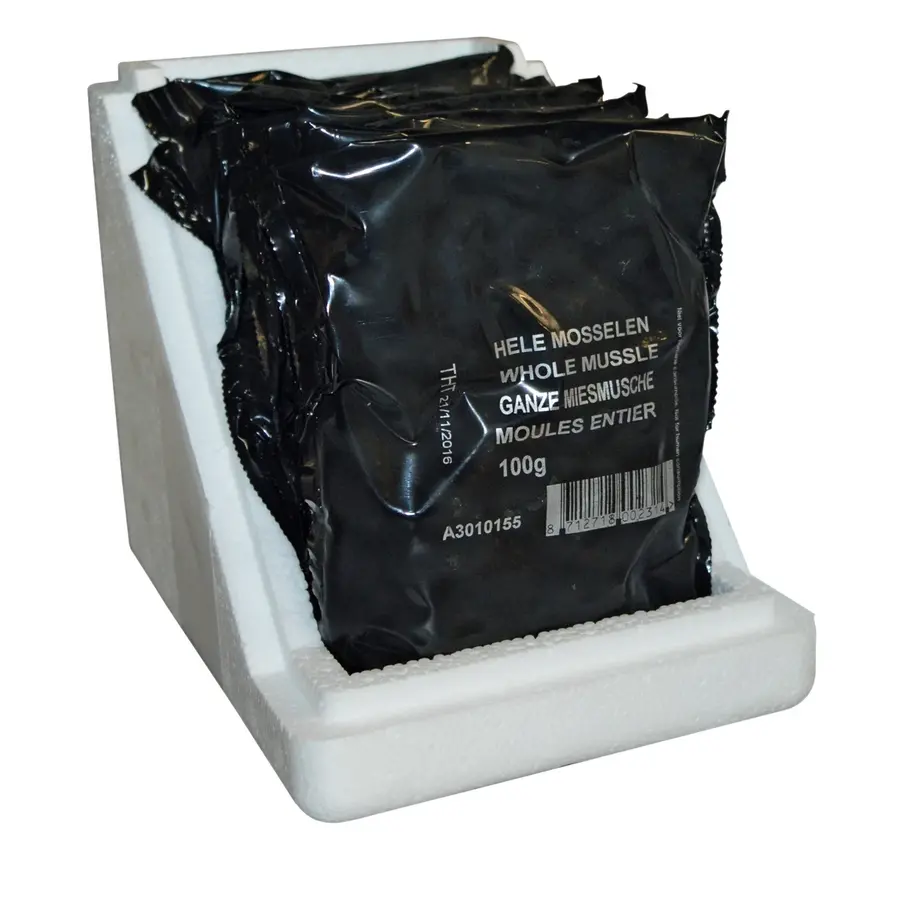 Hele mosselen diepvriesvoer 100 gram | voor (zee)aquariumvissen