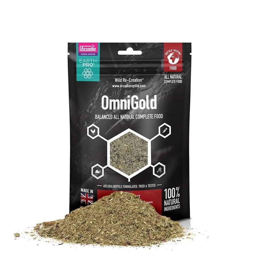 OmniGold volledig natuurlijk poedervoer voor omnivore|carnivore reptielen 300 gram