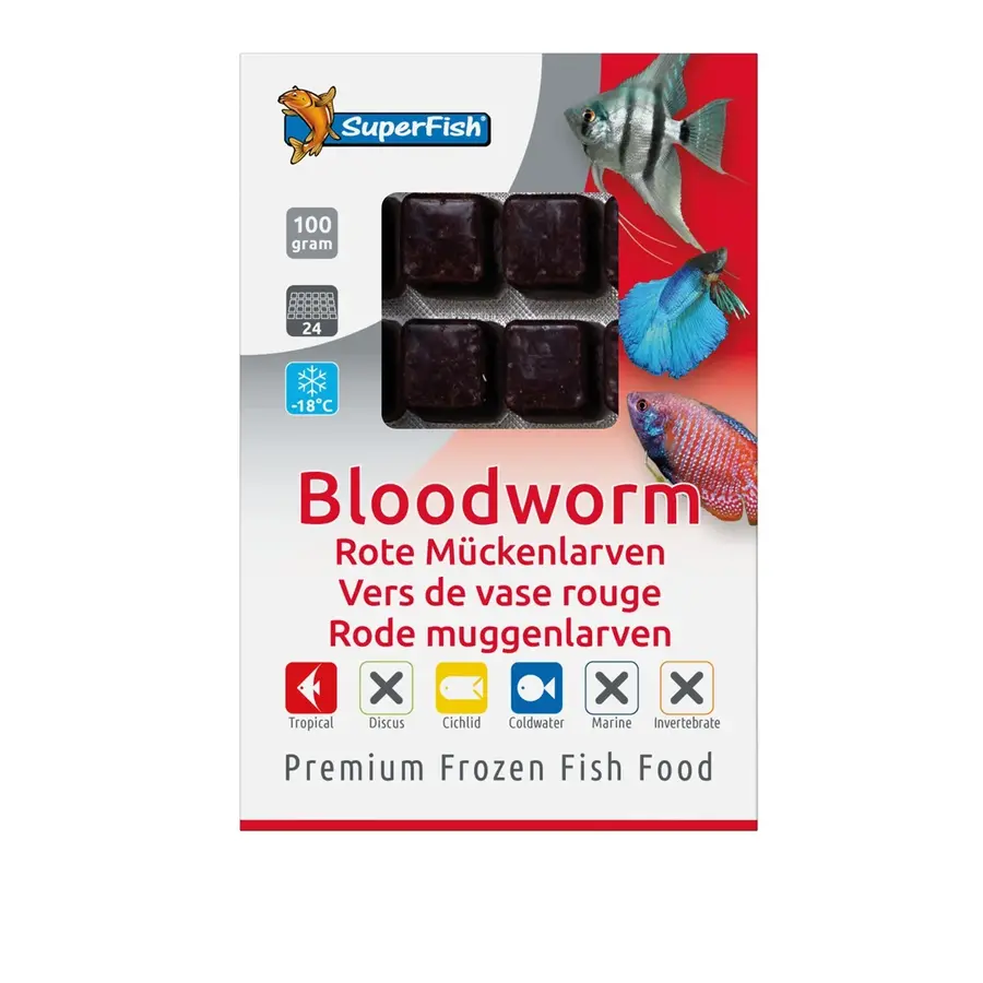 Diepvriesvoer Rode Muggenlarven | 100 gram | 24 porties