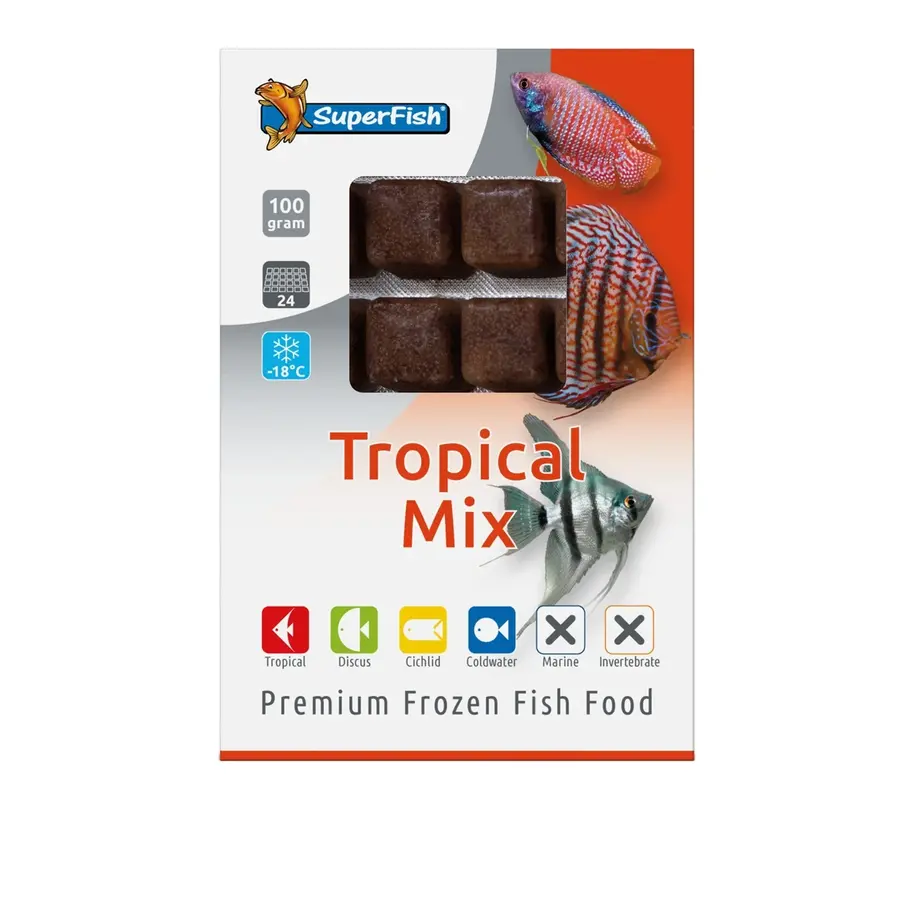 Tropische mix diepvriesvoer | 100 gram blister | gevarieerde voeding voor aquariumvissen