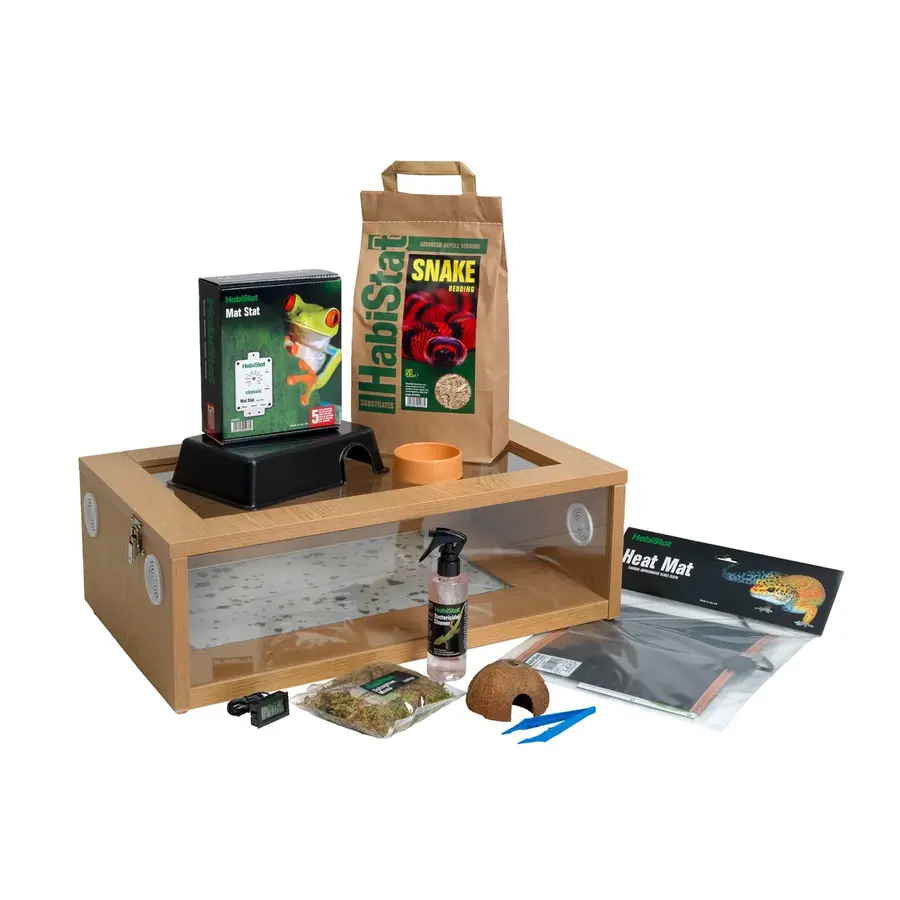 Complete starterset voor jonge slangen met terrarium 61 x 38 x 30 cm