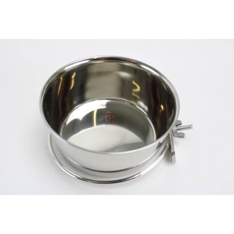 RVS voer/drinkbakjes met schroefklem