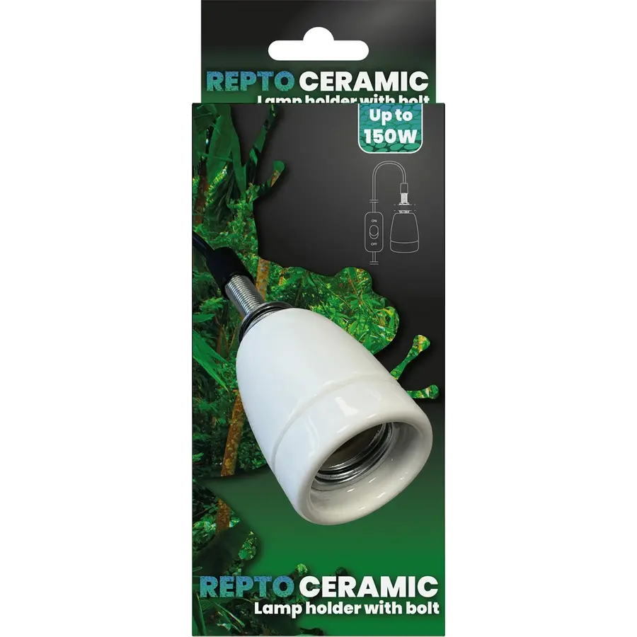 Keramische E27 lamphouder met bout voor terrariumlampen tot 150W