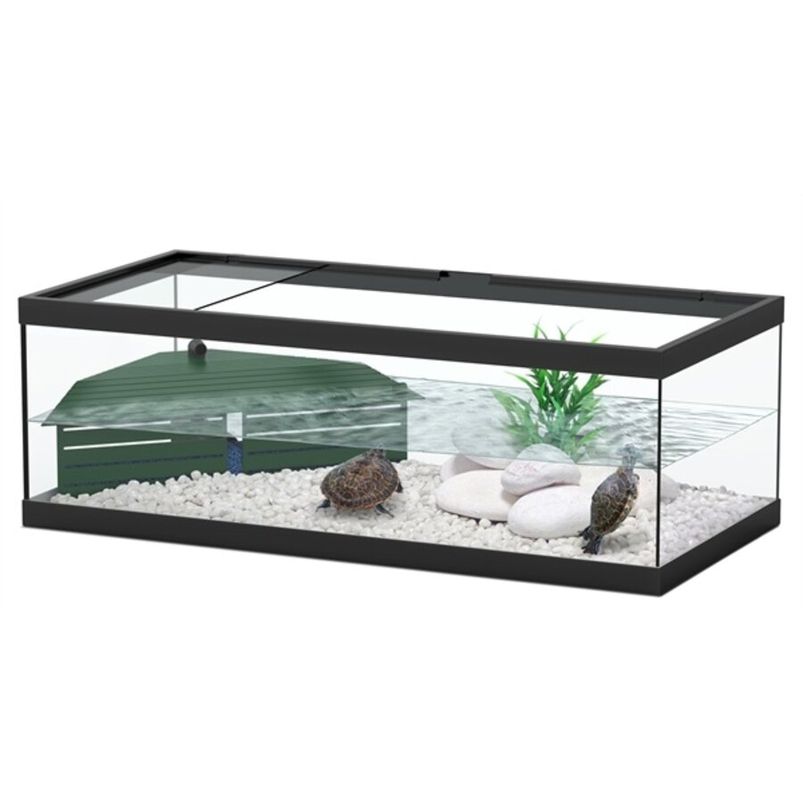 Schildpadbak Tortum 75 zwart 75x36x25cm met plateau, afdekking en TC-500 filter