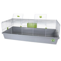 Konijnenkooi Happy grijs/groen met hooiruif