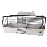Konijnenkooi Bunny grijs/zwart opvouwbaar met hooiruif