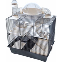 Hamsterkooi Rocky Plus zwart met buizen en accessoires