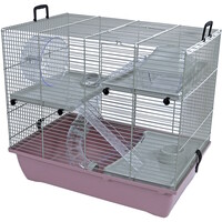 Hamsterkooi Pinky 3 pastel roze met 3 plateaus en accessoires