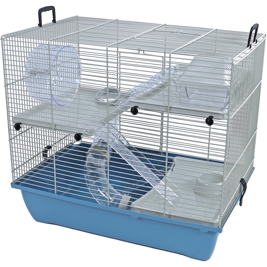 Hamsterkooi Pinky 3 pastel blauw met 3 plateaus en accessoires