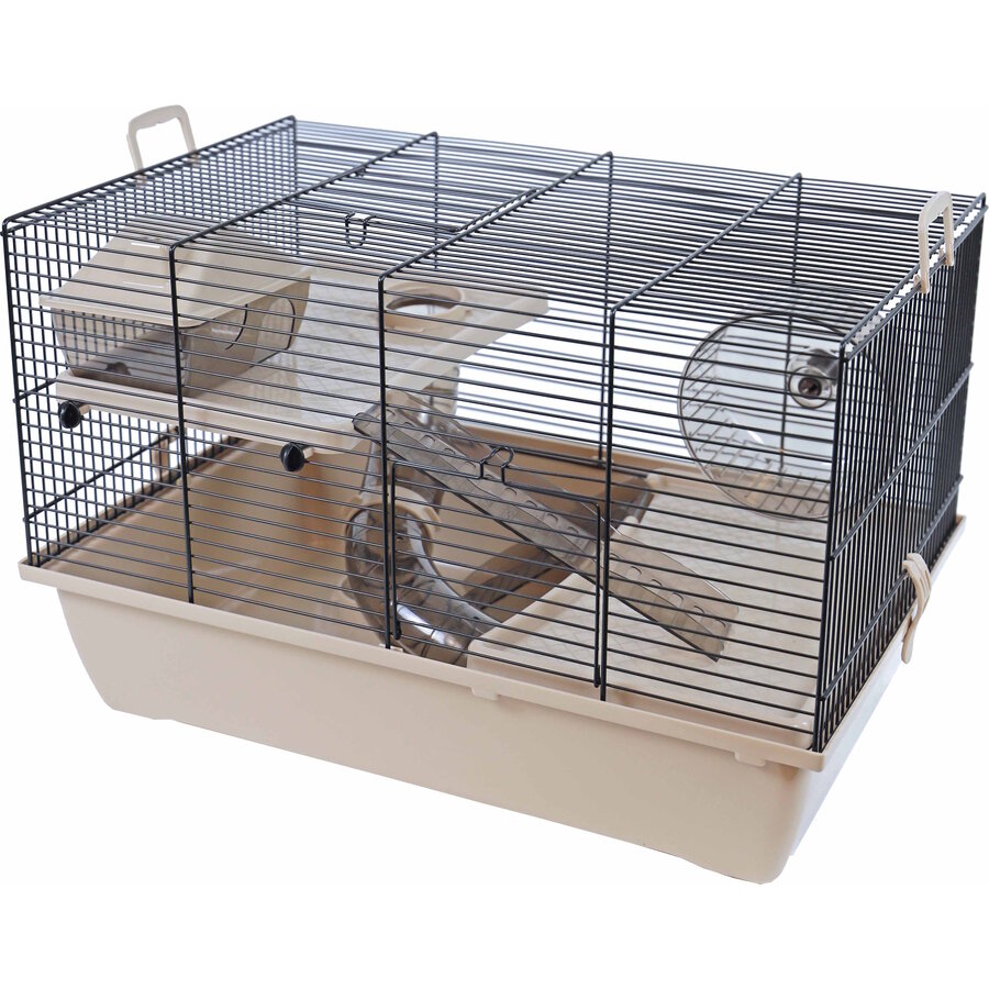 Hamsterkooi Pinky 2 zwart/beige met accessoires