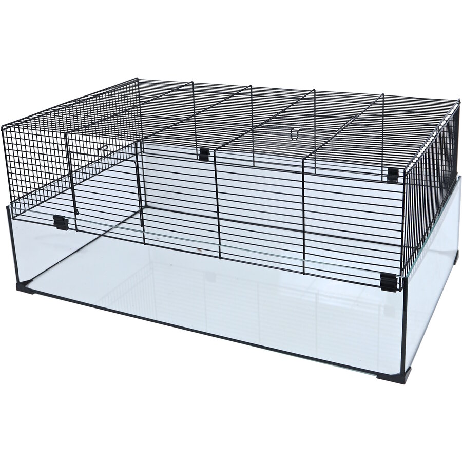 Hamsterkooi Hamsterscape 78 zwart met glazen onderbak