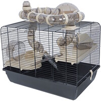 Hamsterkooi Galaxy met terras zwart voor hamsters