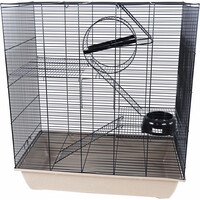 Rattenkooi Rat 70 zwart/beige met 3 verdiepingen
