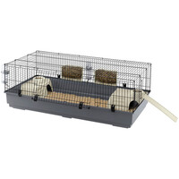 Konijnenkooi Rabbit 140 grijs zwart voor konijnen en cavia’s