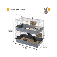 Konijnenkooi Rabbit 100 Dubbel Grijs met 2 verdiepingen