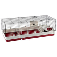 Konijnenkooi Krolik 140 grijs/rood voor konijn en cavia