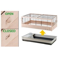 Konijnenkooi Arena 100 houtkleur voor konijnen en cavia’s