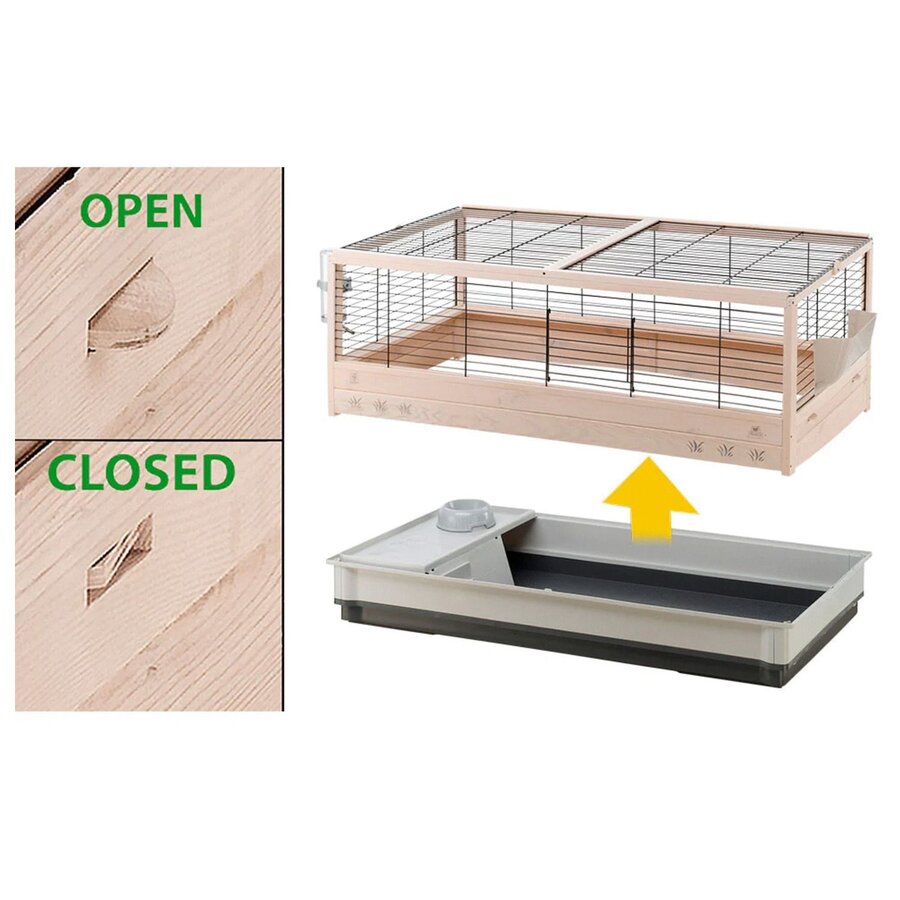 Konijnenkooi Arena 100 houtkleur voor konijnen en cavia’s