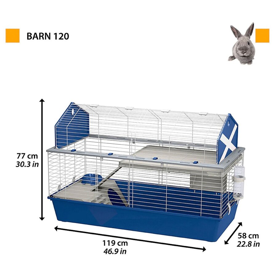 Knaagdierkooi Barn 120 | grijs | voor konijnen en cavia’s