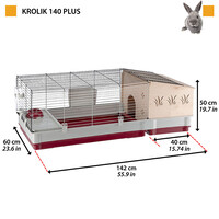Knaagdierenkooi Krolik 140 Plus grijs/rood