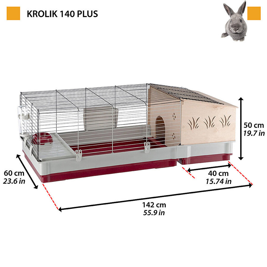Knaagdierenkooi Krolik 140 Plus grijs/rood
