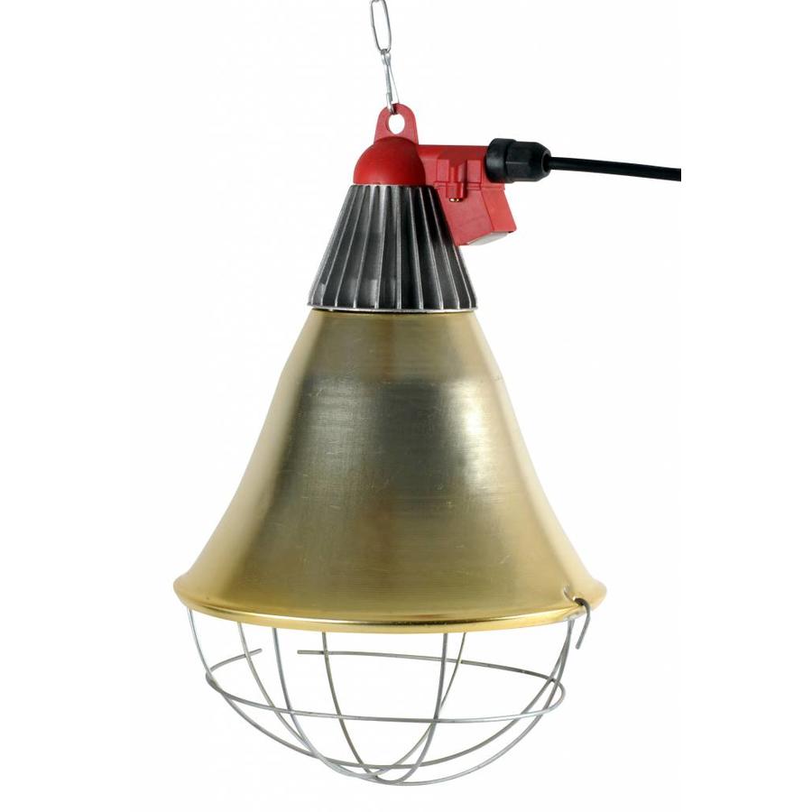 Armatuur 21 cm voor warmtelamp - complete aluminium lampenkap met beschermkorf en ketting