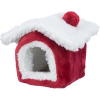 Xmas Cuddly Cave voor degoe en grote hamster | rood/wit