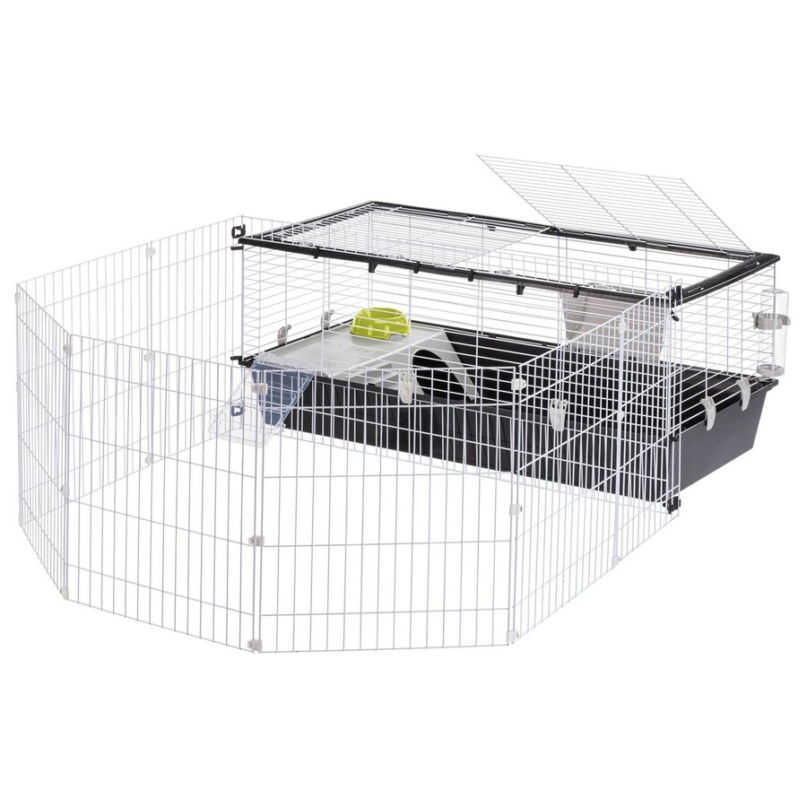 Parkhome 120 dierenverblijf met vaste ren zwart