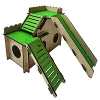 Houten knaagdier kasteel huisje in S, M en L voor spelen, klimmen en schuilen