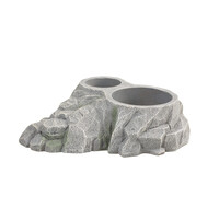 Cup houder in rotsstructuur grijs 15x12x4 cm voor reptielen fruitcups