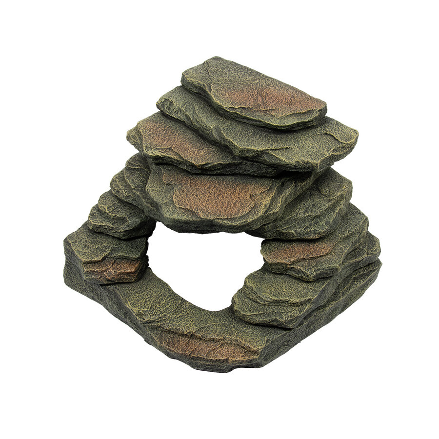 Hoeksteen 2 XL grijs 33x33x24cm terrarium schuilplaats met plateau