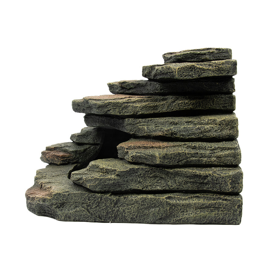 Hoeksteen 2 XL grijs 33x33x24cm terrarium schuilplaats met plateau