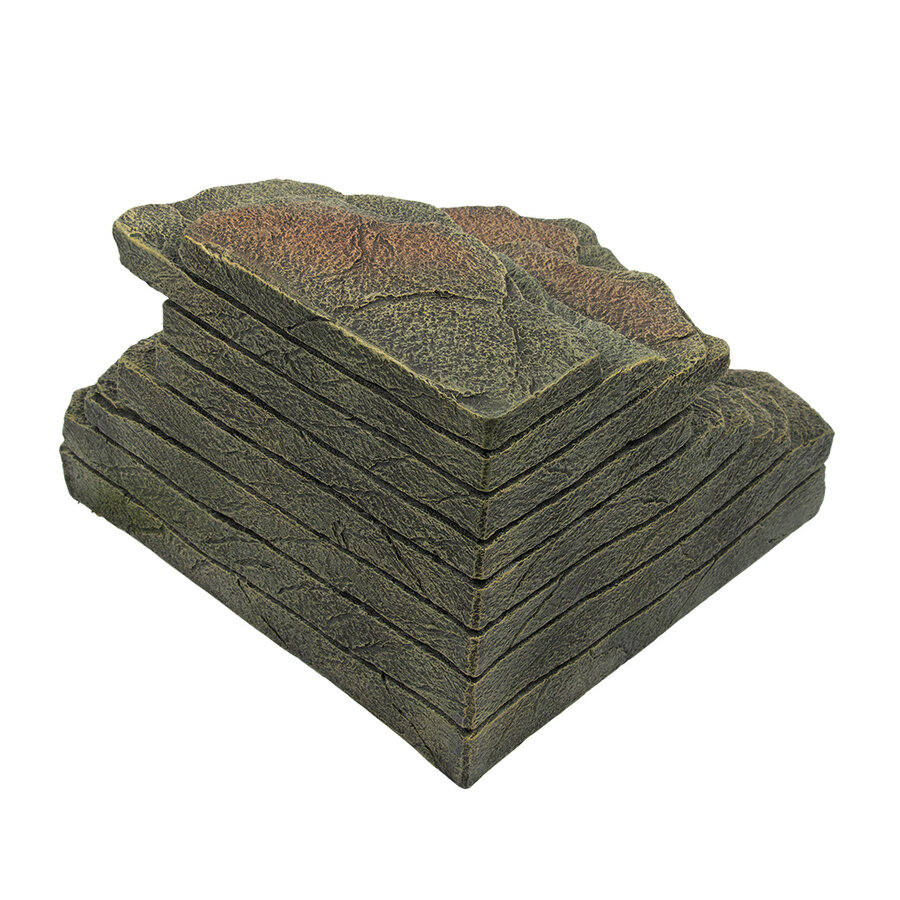 Hoeksteen 2 XL grijs 33x33x24cm terrarium schuilplaats met plateau