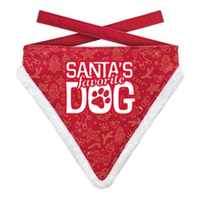 Kerst Bandana Santa's Favourite Dog Poot Rood