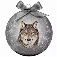 Kerstbal Frosted Wolf Zilver 10 cm