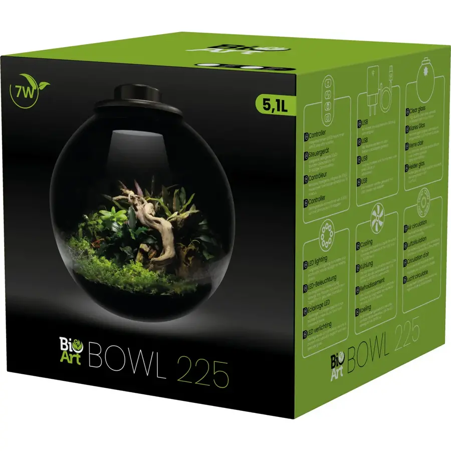 Bowl 225 Zwart 5,1 liter LED nano garden plantenterrarium