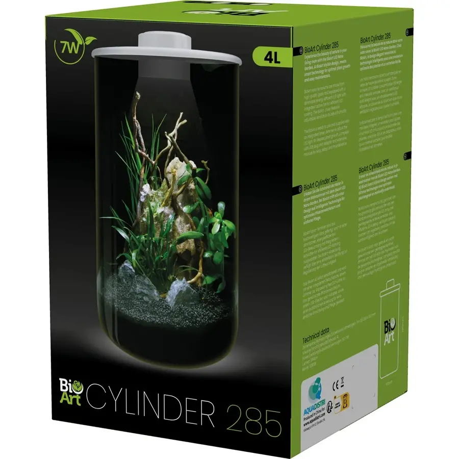 Cylinder 285 wit 4 liter glazen plantenterrarium met LED, timer en ventilatie