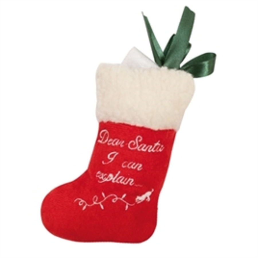 Xmas Kerstsok Kat Pluche 15 cm