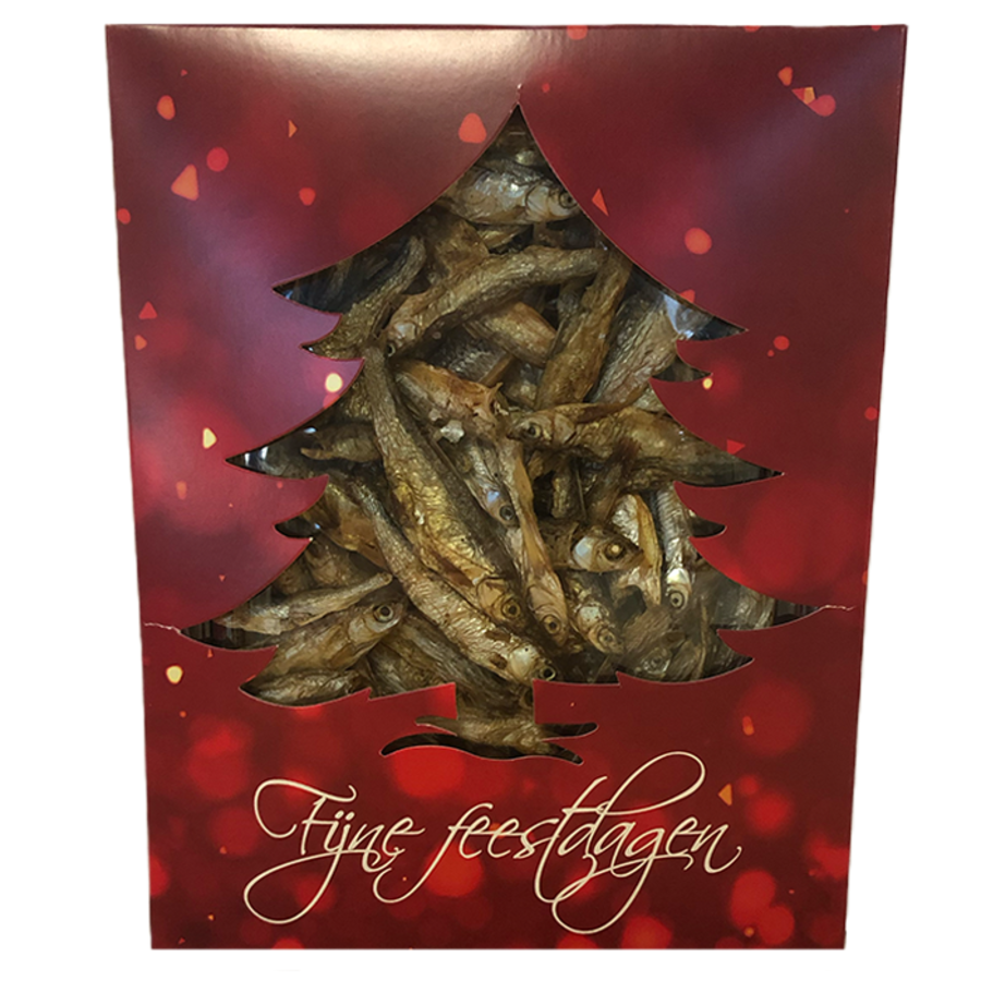 Kerst Doosje met Gedroogde Visjes voor Hond en Kat