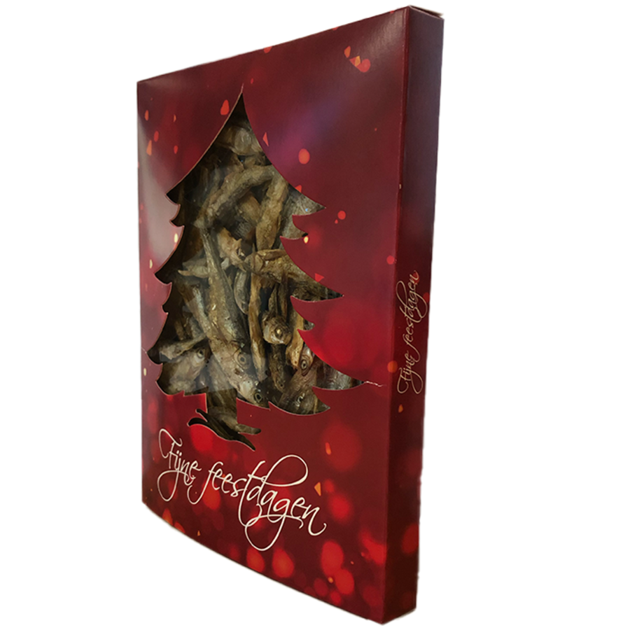 Kerst Doosje met Gedroogde Visjes voor Hond en Kat