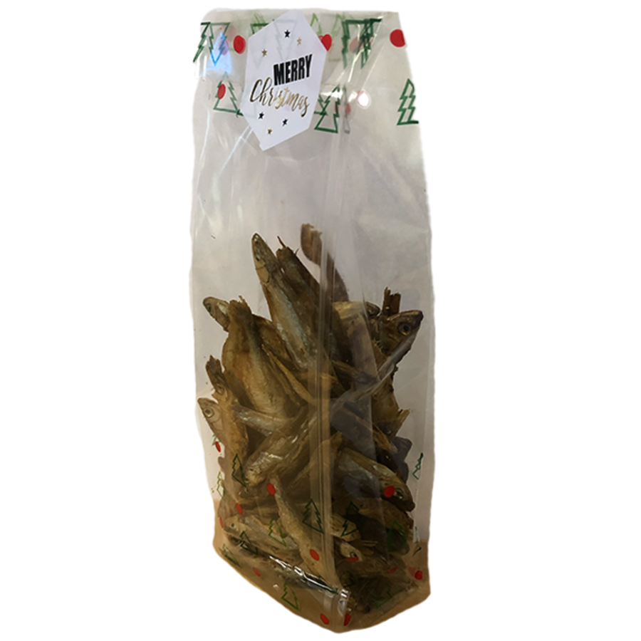 Kerst Cadeau zakje met Gedroogde Visjes voor Hond en Kat