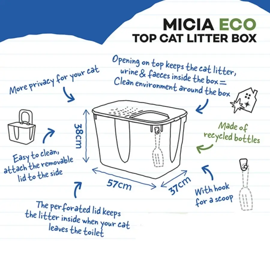 Micia ECO Top kattentoilet zwart ice 57x37x38cm top entry