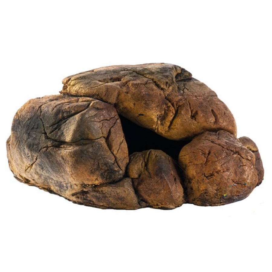 Bruine decoratiesteen met schuilplaats voor aquarium en terrarium