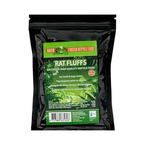 Ruto Rat Fluffs 15-25 gram (10 stuks) &VerticalLine; diepvries jonge ratten Diepvries