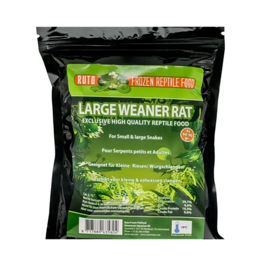 Grote weaner ratten 60-90 gram | 4 stuks diepvries voedseldier