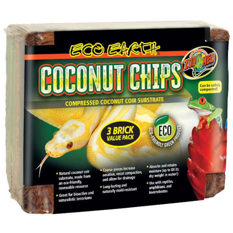 Eco Earth Coconut Chips kokosnootsubstraat 3 x 500 g voor vochtige terraria