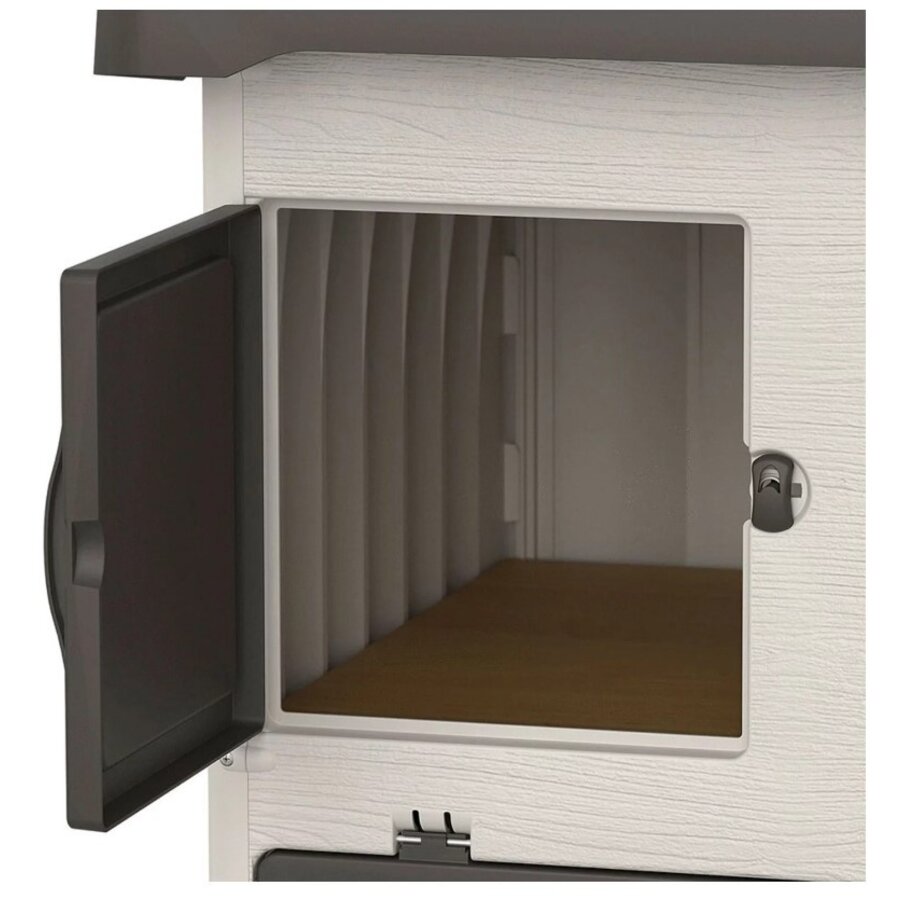Grand Lodge 120 konijnenhok grijs wit | 115,5 x 73 x 110 cm