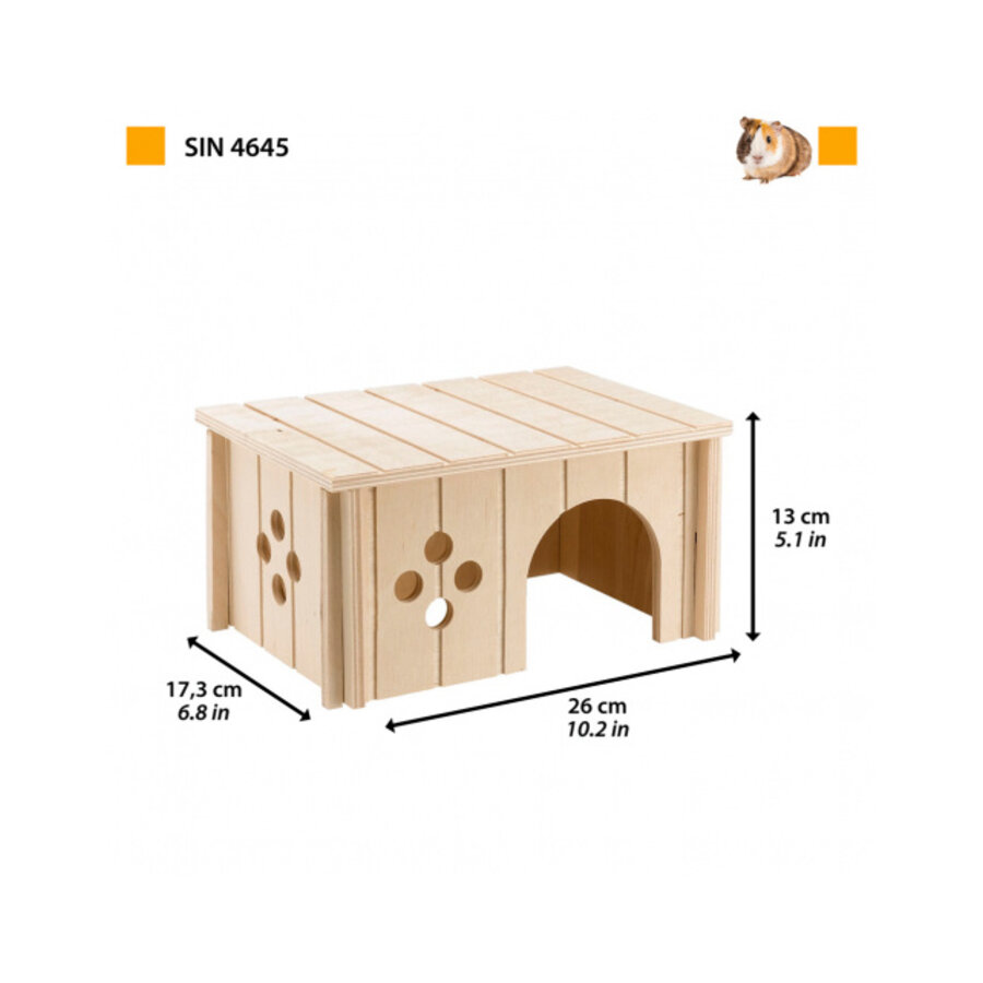 Houten caviahuisje SIN4645 | schuilhuis voor cavia’s