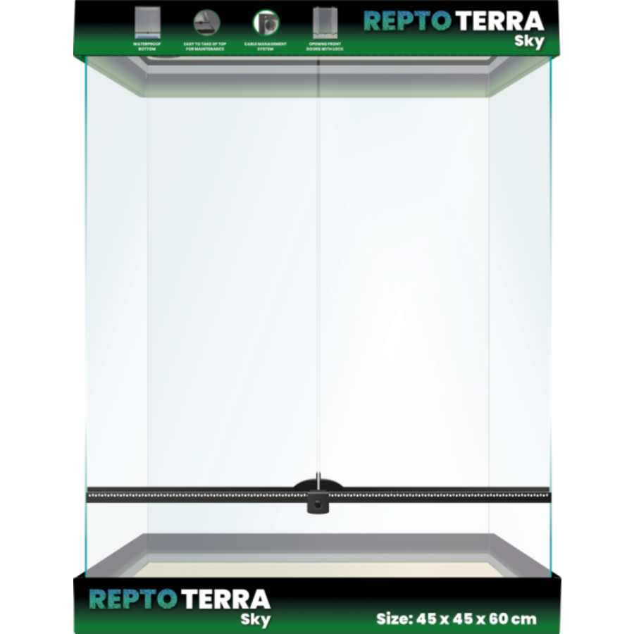 Terra Sky | Glas terrarium Sky 45 x 45 x 60 cm voor reptielen en amfibieën