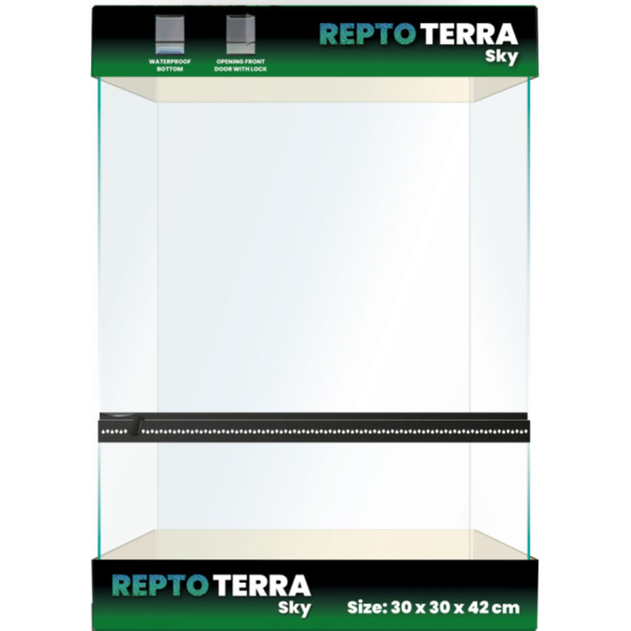 Terra Sky Glazen Terra Sky terrarium 30 x 30 x 42 cm voor klimmende reptielen en amfibieën